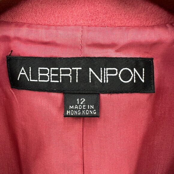 Albert Nipon Blazer Womens Size 12 Coral Jacket Wool Blend Lined Pockets - Picture 10 of 11